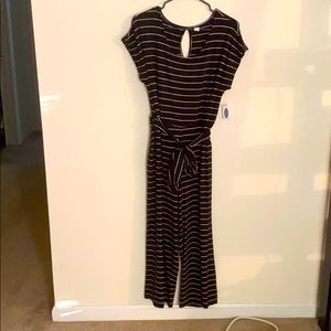 Black and white striped jumpsuit